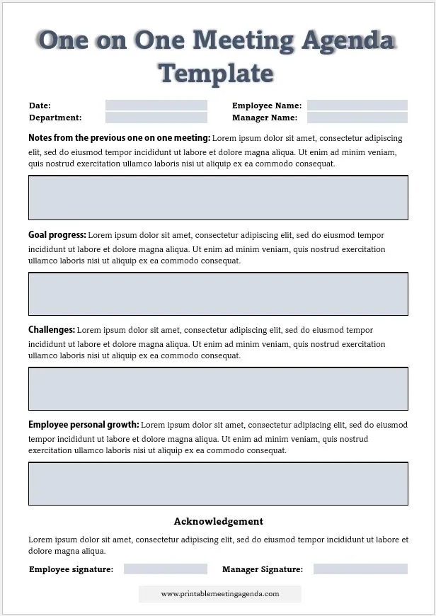 One on One Meeting Agenda
